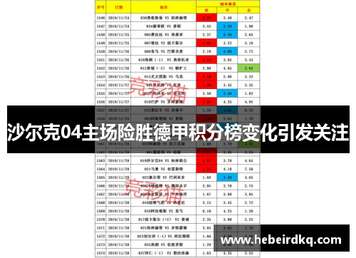 沙尔克04主场险胜德甲积分榜变化引发关注